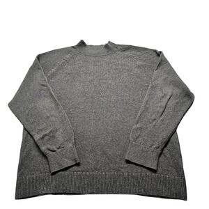 Quince Mens XL Charcoal Gray 100% Organic Cotton Mock Neck Raglan Sweater